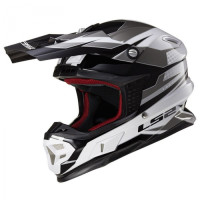 Кросовий шолом LS2 MX456 Factory Hi-Vis White Black Titanium Gloss